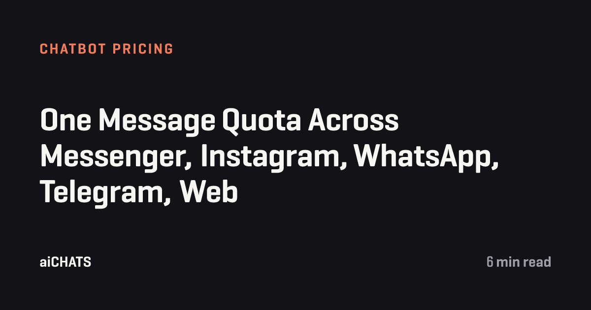 One Message Quota Across Messenger, Instagram, WhatsApp, Telegram, Web, aiCHATS